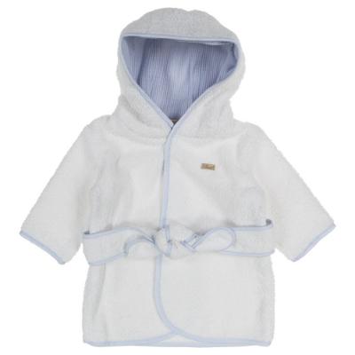 Picture of Purete du... bebe Boys Towelling Bathrobe With Hood - White Blue