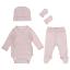 Picture of Purete du... bebe Front Fastening Vest Hat Mittens Leggings Maternity Set X 5 - Pink