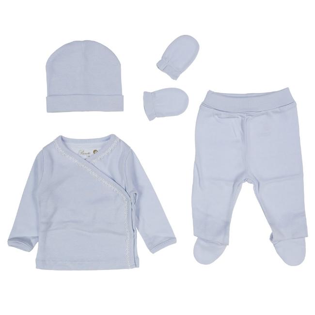 Picture of Purete du... bebe Front Fastening Top Hat Mittens Leggings Maternity Set X 5 - Blue