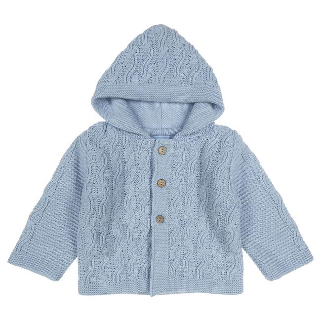 Picture of Mac Ilusion Boys Chunky Knit Coat With Hood - Cloud Blue