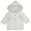 Picture of Mac Ilusion Girls Chunky Knit Coat With Faux Fur Trimmed Hood - Pure White 
