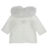 Picture of Mac Ilusion Girls Chunky Knit Coat With Faux Fur Trimmed Hood - Pure White 