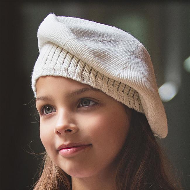 Picture of Cesar Blanco Girls Knitted Beret - Sand Beige