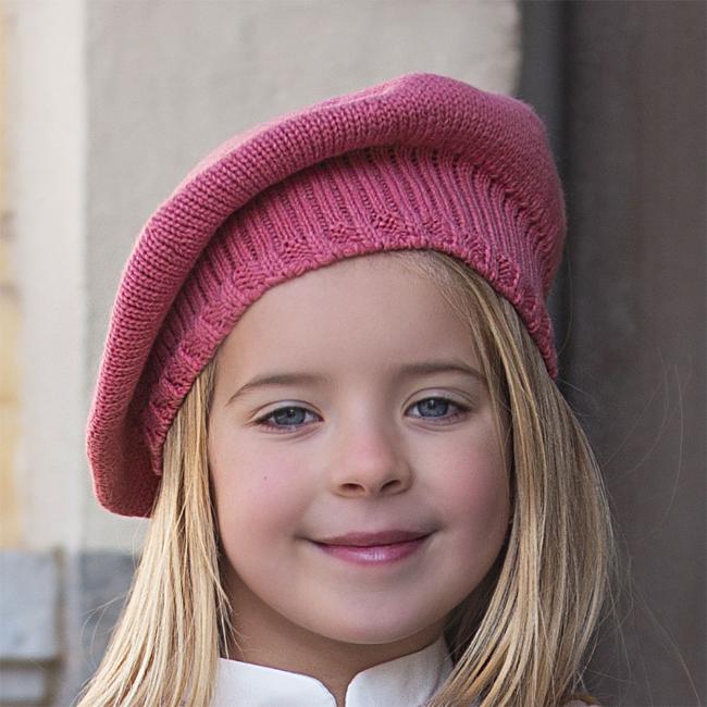 Picture of Cesar Blanco Girls Knitted Beret - Coral Pink