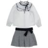 Picture of Cesar Blanco Girls Ruffle Blouse & Pleated Skirt Set - White Navy