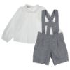 Picture of Cesar Blanco Baby Boys Blouse & H Bar Shorts Dungaree Set - White Navy