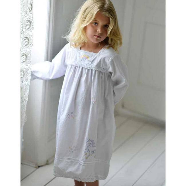 Picture of Powell Craft Girls Ophelia Unicorn Night Dress - White