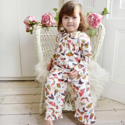 Picture of Powell Craft Girls Butterfly Cosy Pyjamas - Cream