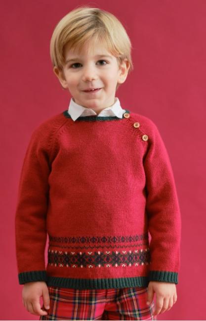 Picture of Tutto Piccolo Boys Knitted Fairaisle Sweater - Red Green