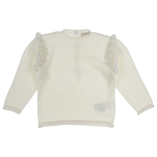 Picture of Wedoble Baby Girls Merino Knit Ruffle Sweater - Ivory