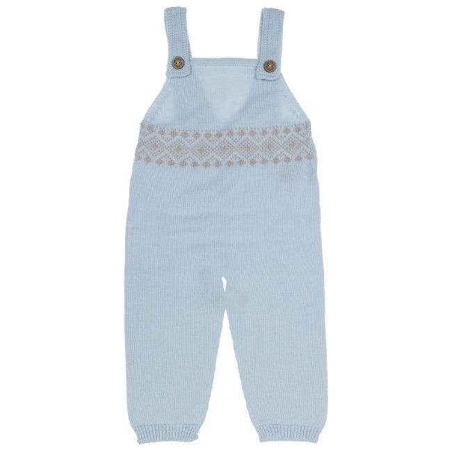 Picture of Wedoble Baby Boys Fairisle Merino Knit Dungarees - Baby Blue 