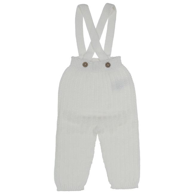 Picture of Wedoble Baby Boys Organic Cotton Knit Dungarees - Pure White