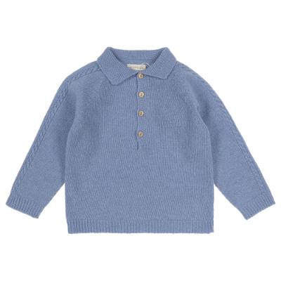 Picture of Wedoble Baby Boys Cashmere Blend Polo Sweater Set - Azul Blue 