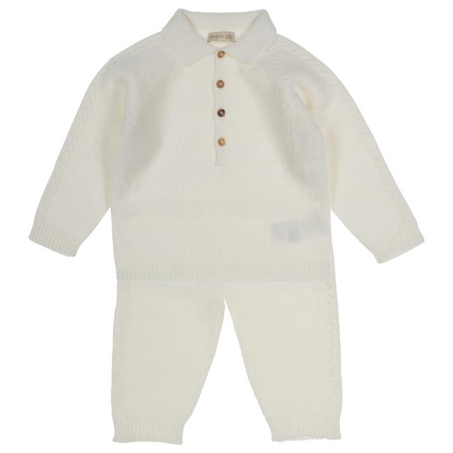 Picture of Wedoble Baby Boys Cashmere Blend Polo Sweater Set - Ivory