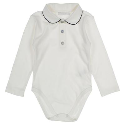Picture of Coccode Baby Boys Long Sleeve Peter Pan Collar Body - Ivory Navy Trim