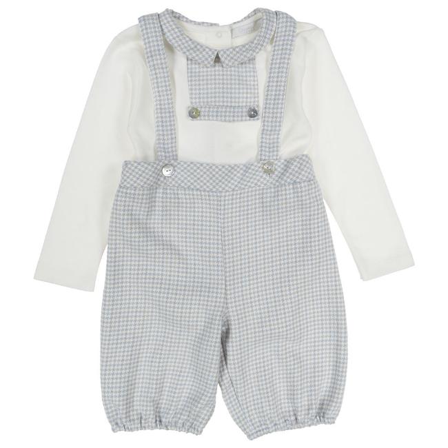 Picture of Coccode Baby Boys Bodysuit & Bloomer Dungaree Set - Blue Beige Dogtooth
