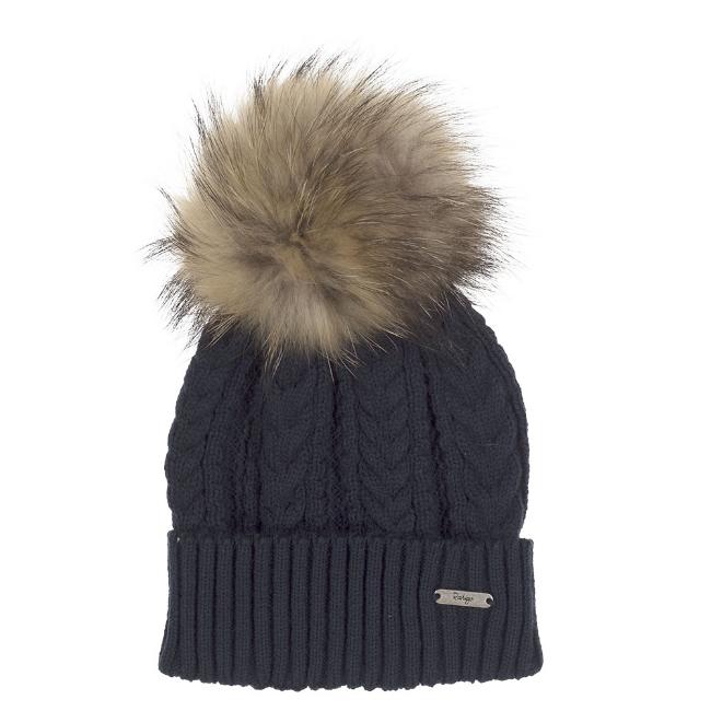 Picture of Rahigo Twisted Cable Knitted Pom Pom Hat - Navy Blue
