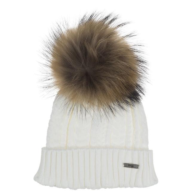 Picture of Rahigo Twisted Cable Knitted Pom Pom Hat - White