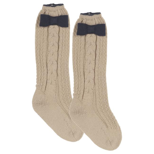 Picture of Rahigo Girls Fixed Bow Knee High Socks  - Camel Navy 