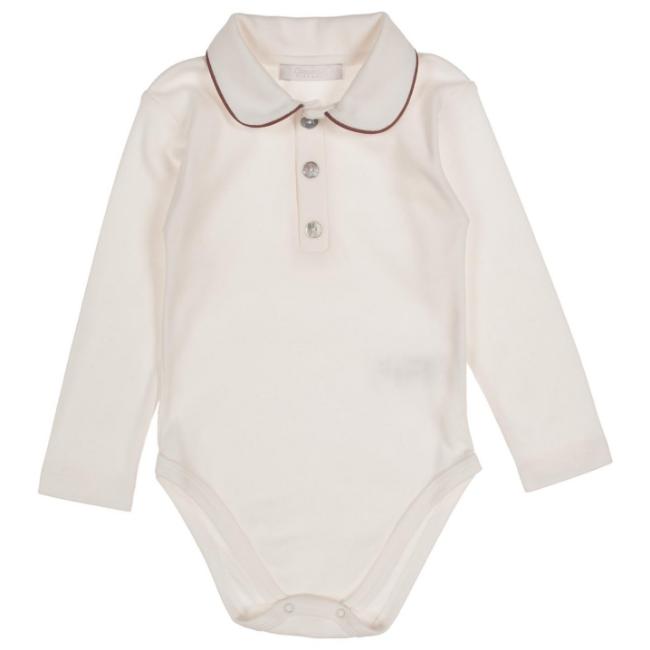 Picture of Coccode Baby Boys Long Sleeve Peter Pan Collar Body - Ivory Camel Trim