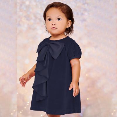 Picture of Sarah Louise Girls Big Bow Dress - Navy