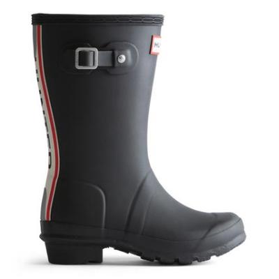 Picture of Hunter Original Big Kids Tri Colour Logo Wellington Boots - Black