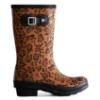 Picture of Hunter Original Big Kids Leopard Print Wellington Boots - Tan Black