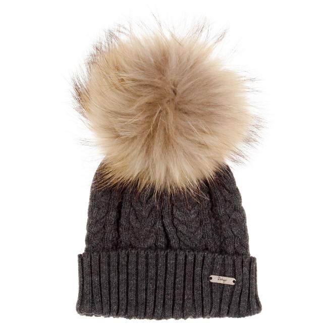 Picture of Rahigo Twisted Cable Knitted Pom Pom Hat - Charcoal Grey