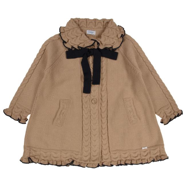 Picture of Rahigo Girls Ruffle Collar Coat - Camel Navy