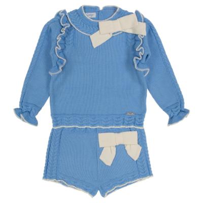 Picture of Rahigo Girls Ruffle Sweater & Shorts Set - Blue Ivory