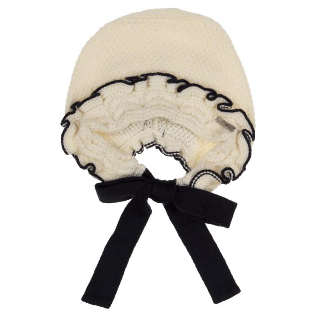 Picture of Rahigo Girls Knitted Ruffle Bonnet  - Cream Navy