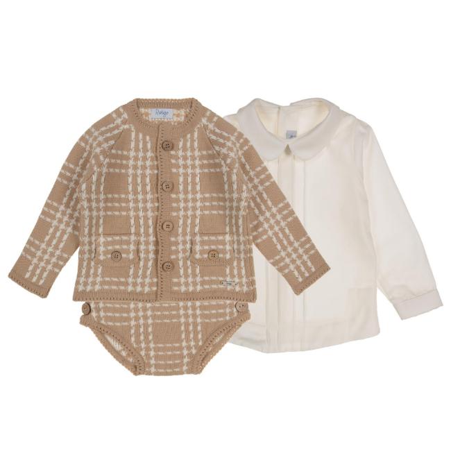Picture of Rahigo Boys Blouse Cardigan & Pants Set X 3 - Camel Cream