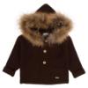 Picture of Rahigo Boys Knitted Coat With Natural Fur Trimmed Hood - Chocolate Brown