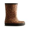 Picture of Hunter Little Kids Original First Leopard Print Wellington Boots - Rich Tan Black