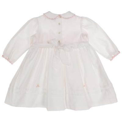 Picture of Sarah Louise Girls Smocked Voile Dress - Ivory Pink