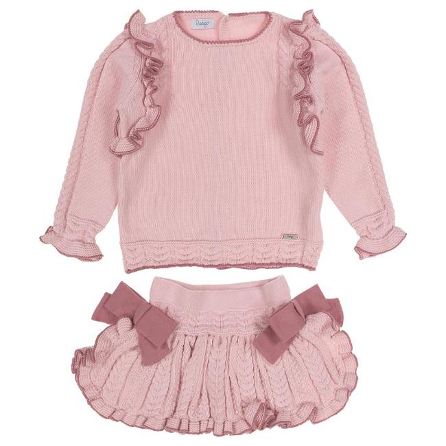 Picture of Rahigo Girls Ruffle Sweater & Skort Set - Pink Dark Pink