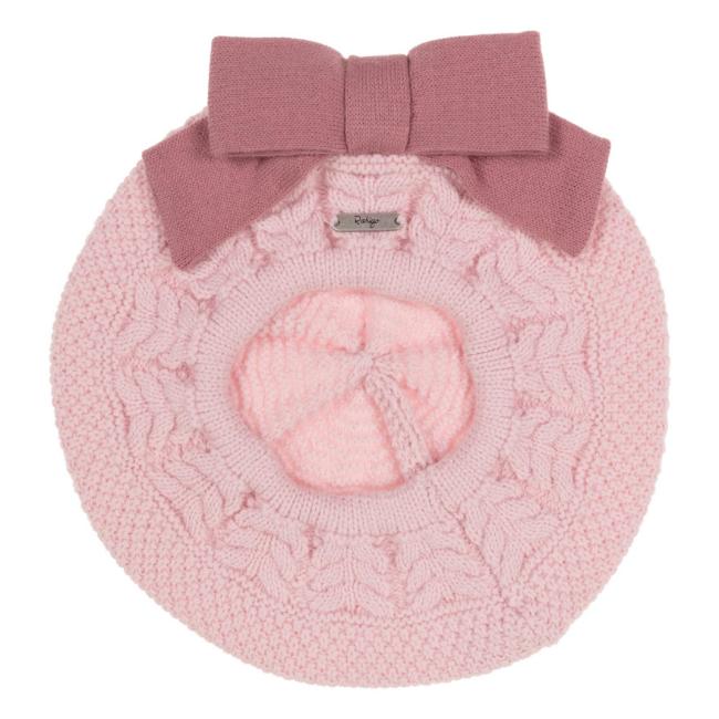 Picture of Rahigo Girls Large Fixed Bow Knitted Beret  - Pink Dark Pink
