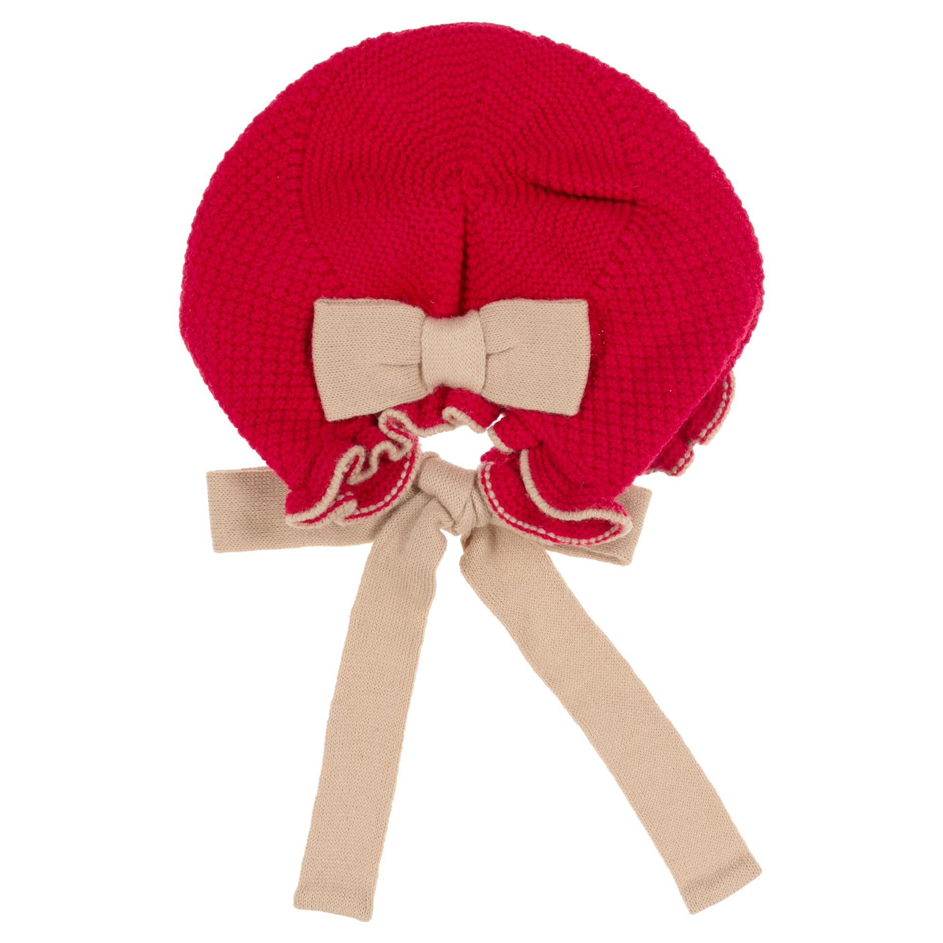 Rahigo Girls Knitted Ruffle Red Camel. Children's Designer