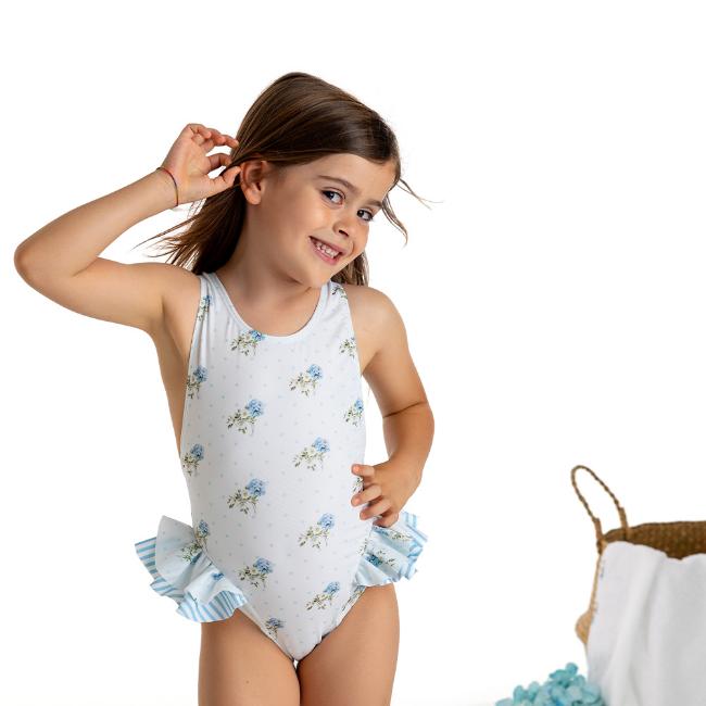 Picture of Meia Pata Girls Holbox Flowers Swimsuit - Blue