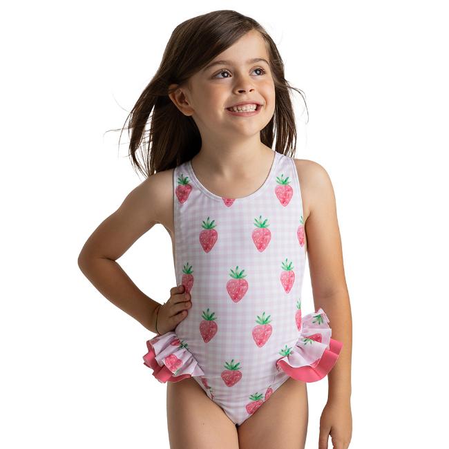 Picture of  Meia Pata Girls Holbox Strawberry Swimsuit - Pink