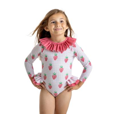 Picture of Meia Pata Girls Akumal Sleeved Strawberry Swimsuit - Pink