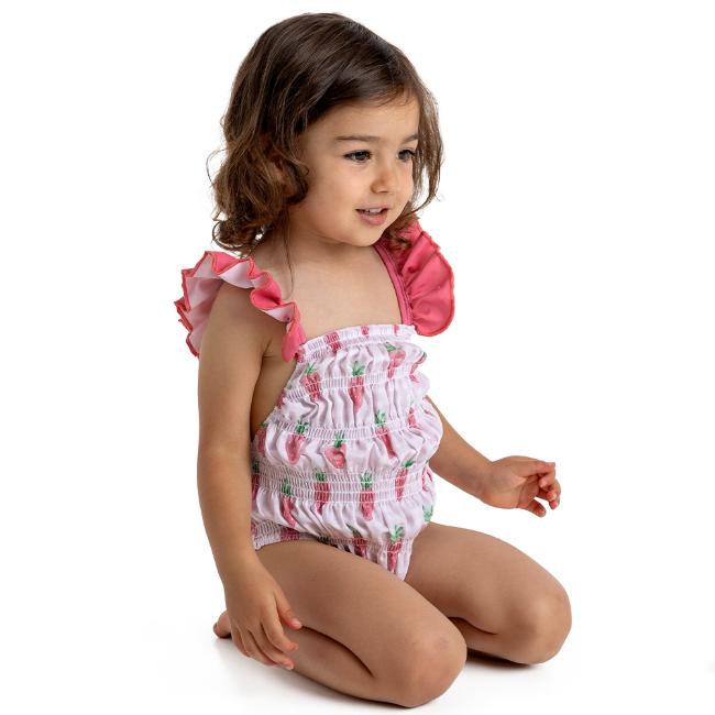 Picture of  Meia Pata Girls Frilled Strawberry Swimsuit - Pink