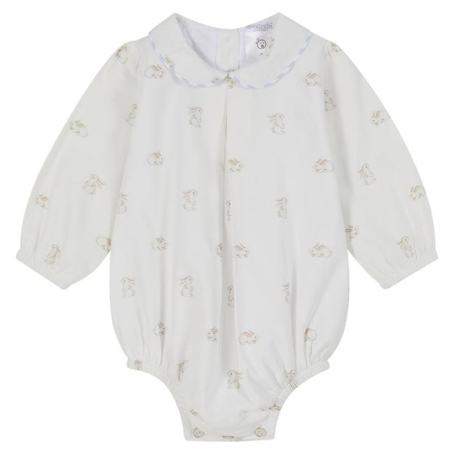 Picture of Deolinda Baby Boys Mel Bunny Print Long Sleeve Shortie - Ivory Blue