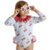 Picture of Meia Pata Girls Akumal Sleeved Cherries Swimsuit - Red