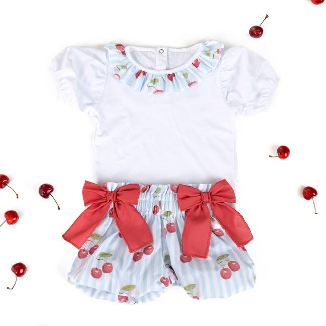 Picture of Meia Pata Baby Girls Bubbly Cherries Shorts & Top Set - Red