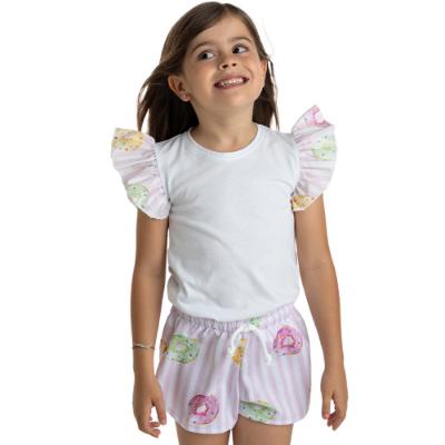 Picture of Meia Pata Girls Sporty Donuts Shorts Set - White Pink