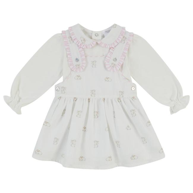 Picture of Deolinda Baby Girls Mel Bunny Pinafore & Top Set X 2 - Ivory pink