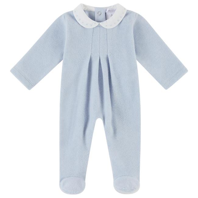 Picture of Deolinda Baby Boys James Embroidered Collar All In One - Dusty Blue
