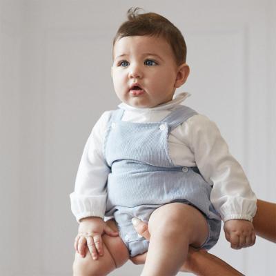 Picture of Deolinda Baby Boys James Dungaree Bloomers & Embroidered Collar Top - Dusty Blue 