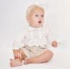Picture of Sarah Louise Boys Hand Embroidered Blouse & Velvet Shorts Set - Ivory Beige